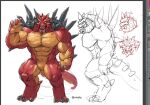  abs anthro arkalpha biceps big_muscles biped blizzard_entertainment claws demon diablo diablo_(character) digitigrade featureless_crotch feet fingers horn male manly muscular muscular_thighs nude pecs serratus simple_background sketch smile smirk solo spikes spikes_(anatomy) standing tail teeth thick_thighs toes triceps 