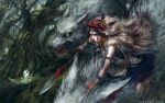  16:10 2020 action_pose ambiguous_gender ari_ibarra armlet bared_teeth black_nose blue_eyes canid canine canis clothing dagger detailed detailed_background detailed_fur digital_media_(artwork) digital_painting_(artwork) dress ear_piercing female feral footwear forest forest_background frown fur fur_cape fur_grab fur_trim_(clothing) gem ghibli group high-angle_view holding_object holding_spear holding_weapon human humanoid jewelry kodama_(princess_mononoke) large_group larger_feral light_body light_skin mammal mask_on_head melee_weapon moss nature nature_background open_mouth outside piercing plant polearm pose princess_mononoke purple_clothing purple_dress red_mask riding roots san_(princess_mononoke) sapphire_(gem) sharp_teeth shoes size_difference smaller_human smaller_humanoid spear spirit straddling teeth tooth_necklace topwear tree tribal tribal_clothing tribal_jewelry vest warpaint warrior weapon white_body white_fur widescreen wolf yellow_sclera 