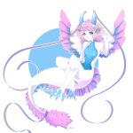  2_horns accessory anthro bell belly_scales blue_body blue_fur blue_scales breasts claws colored digitigrade dollightful_(copyright) dragon fangs feathered_dragon feathers featureless_breasts female full-length_portrait fur furgonomics furred_dragon hair horn horn_jewelry letccha pink_body pink_feathers pink_fur pink_hair portrait ribbons scales shaded smile solo tail tail_accessory tail_tuft teeth toe_claws tuft white_body white_feathers zephie_(dollightful) 