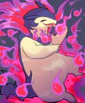  absurd_res ambiguous_gender anthro bodily_fluids colored_fire dripping elaphe_guttata6 fangs fire fur ghost hi_res hisuian_form hisuian_typhlosion licking looking_at_viewer nintendo open_mouth pokemon pokemon_(species) purple_body purple_fire purple_fur red_eyes regional_form_(pokemon) saliva saliva_drip saliva_on_tongue solo spirit teeth tongue tongue_out yellow_body yellow_fur 