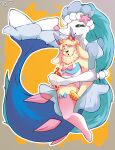  absurd_res andromorph anthro female furry hi_res humanoid intersex interspecies male male/female masturbation masturbation_in_stomach masturbation_through_clothing nintendo pokemon pokemon_(species) pokemon_humanoid pokemon_trainer pokephilia sylveon_costume 