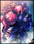  areola big_areola big_breasts blue_body breast_squish breasts claws demon dnp101 female grope heartless hi_res huge_breasts hyper hyper_breasts imp kingdom_hearts pink_body shadow square_enix squish tentacles thick_thighs wet 