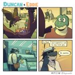  &lt;3 2023 absurd_res ambiguous_gender ambiguous_species anthro avian beak bird bottomwear bus_stop canid canine cellphone clothed clothing comic crocodile crocodilian crocodylid detailed_background dialogue doginacafe dot_eyes duncan_(doginacafe) duncans_mom_(doginacafe) duo_focus egg emanata english_text feathers female feral flying four_frame_image fur furgonomics grass groceries grocery_store group hat headgear headwear hi_res inside jewelry lagomorph leporid male mammal mother mother_and_child mother_and_son motion_lines multiple_scenes necklace nest onomatopoeia outside pants parent parent_and_child phone plant purse rabbit reptile road scales scalie shirt shopping_cart sidewalk sign sitting skirt smartphone smile son sound_effects standing store teeth text topwear tree tuft twig url walking wings 