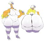  absurd_res anthro big_breasts big_butt blue_pupils blue_sclera breasts butt espathra female generation_9_pokemon hair hi_res huge_butt looking_at_viewer looking_back multicolored_body navel nintendo nude pokemon pokemon_(species) pupils solo sssonic2 thick_thighs white_hair wide_hips yellow_eyes 