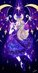  blonde_hair closed_eyes highres lillie_(anniversary_2021)_(pokemon) lillie_(pokemon) lunala otonoha_aika own_hands_together pokemon sky star_(sky) starry_sky 