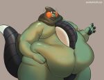  ambiguous_gender anthro belly belly_overhang belly_rolls big_belly chubby_cheeks cyclizar double_chin embarrassed fat_cheeks fat_rolls featureless_crotch fingers flabby_arms flabby_legs fupa generation_9_pokemon green_body hand_on_stomach holding_belly huge_thighs hyper hyper_belly love_handles male moobs morbidly_obese morbidly_obese_anthro morbidly_obese_male navel neck_rolls nintendo obese obese_anthro obese_male orange_cheeks overweight overweight_anthro overweight_male pawpads paws pokemon pokemon_(species) pudgy_belly reptile scalie shibadoodles shocked_expression signature simple_background solo tail thick_tail thick_thighs tire wide_hips 