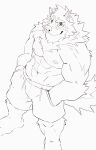 abs absurd_res anthro barrel_(live_a_hero) biceps bottomwear canid canine canis clothing heylaw21 hi_res lifewonders line_art live_a_hero male mammal muscular muscular_anthro muscular_male nipples pecs shirtless shorts solo wolf 