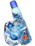  alpha_transparency blue_theme chibi food highres mothman1930 non-web_source pokemon ramune self-upload soda soda_bottle vaporeon 