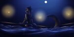  anthro breasts dripping_wet female gender_transformation hair implied_transformation light long_hair long_tail looking_at_tail looking_back mammal moon moonlight mustelid night nude otter pool poolside skinny_dipping solo street_lamp swimming_pool tail tgwonder transformation water wet 