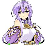  1girl bare_shoulders breasts circlet dress fire_emblem fire_emblem:_genealogy_of_the_holy_war julia_(fire_emblem) long_hair looking_at_viewer open_mouth purple_eyes purple_hair simple_background solo yukia_(firstaid0) 