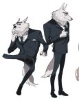  anthro arctic_wolf canid canine canis clothing dududud_duu duo fur hi_res illumination_entertainment jimmy_crystal lounging mammal necktie simple_background sing_(movie) sitting standing suit thinking white_background white_body white_fur wolf 