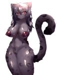  absurd_res bedroom_eyes big_breasts big_nipples breasts dark_body dark_fur dark_hair felid feline female fur hi_res huge_breasts mammal narrowed_eyes nipples seductive solo spots spotted_body spotted_fur taigazkr 