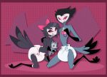  anthro clean_diaper clothed clothing cuddlehooves daughter_(lore) demon diaper diaper_fetish diaper_only digital_media_(artwork) duo father_(lore) father_and_child_(lore) father_and_daughter_(lore) feathers female helluva_boss infantilism male male/female octavia_(helluva_boss) owl_demon pacifier parent_(lore) parent_and_child_(lore) parent_and_daughter_(lore) red_eyes simple_background smile stolas_(helluva_boss) teenager topless wearing_diaper young 