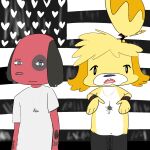  album_cover animal_crossing anthro blendedmeal canid canine canis cherry_(animal_crossing) cover domestic_dog duo female hi_res isabelle_(animal_crossing) mammal nintendo outkast rapper stars_and_stripes united_states_of_america 
