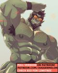  1boy abs arm_hair arm_up armpit_hair armpits bara beard blush chest_hair colored_skin come_hither cowboy_shot excessive_armpit_hair facial_hair green_skin grin hairy half-erect highres huge_pectorals juggermelon looking_at_viewer male_focus mature_male mohawk monster_boy muscular muscular_male navel navel_hair nipples orc original paid_reward_available partially_opaque_sunglasses penis pointy_ears rhys_(juggermelon) seductive_smile short_hair smile solo stomach strongman_waist sunglasses text_censor thick_arms thick_eyebrows thick_thighs thighs tusks veins veiny_penis 