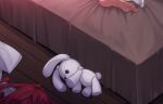  1boy 1girl bed chuugoku_usagi hetero null_(nyanpyoun) out_of_frame stuffed_animal stuffed_rabbit stuffed_toy unworn_clothes voicevox 