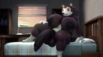 absurd_res animal_crossing anthro bed bedroom_eyes big_breasts breasts eulipotyphlan furniture gynomorph hedgehog hi_res intersex mammal narrowed_eyes nintendo revhearts sable_able seductive size_difference solo thick_thighs 