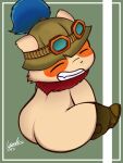  accessories_only anthro chubby_male clothing eyes_closed eyewear footwear goggles hat headgear headwear kz_4uler league_of_legends male nude riot_games shoes signature smile solo tan_body teemo_(lol) yordle 