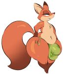  anthro arizonathevixen balls_outline bedroom_eyes big_bulge bulge canid canine clothing dipstick_ears disney fox genital_outline gloves_(marking) green_eyes hi_res huge_hips huge_thighs leg_markings male mammal markings multicolored_body multicolored_ears narrowed_eyes navel nick_wilde penis_outline seductive smile socks_(marking) solo teapot_(body_type) thick_thighs thong two_tone_body underwear wide_hips zootopia 