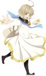  1boy ahoge blonde_hair dress english_commentary fingernails full_body hair_between_eyes highres laphicet_(tales) male_child male_focus official_art open_mouth palms pantyhose sailor_collar shoes solo tales_of_(series) tales_of_asteria tales_of_berseria white_dress 