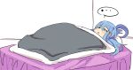  ... 61206jeff aqua_(konosuba) blue_eyes blue_hair exhausted futon half-closed_eyes highres insomnia kono_subarashii_sekai_ni_shukufuku_wo! long_hair open_mouth simple_background sleeping sleepy 