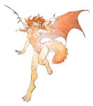  2021 anthro back_wings biped breasts brown_hair canid canine canis claws demon digitigrade eyebrows female fluffy fluffy_tail frank-79 front_view full-length_portrait hair hi_res inner_ear_fluff long_hair looking_at_viewer mammal membrane_(anatomy) membranous_wings multicolored_body neck_tuft nipples nude open_mouth open_smile portrait simple_background smile smiling_at_viewer solo spread_wings tail tan_body teeth toe_claws tongue tuft two_tone_body white_background white_body wings wolf 