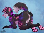  anthro anus ass_up balls breasts butt genitals herm hi_res hyena intersex mammal pawpads paws pinup pose pussy solo spread_butt spreading striped_body stripes thatblackfox_(artist) 