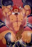  1boy abs absurdres anal arms_up bara beard blush bound bound_arms breath cum cum_overflow dark-skinned_male dark_skin erection facial_hair fate/grand_order fate_(series) feet_out_of_frame girthy_penis highres huge_pectorals imminent_vore iskandar_(fate) large_penis male_focus mature_male muscular muscular_male navel nipples one_eye_closed pectorals penis red_eyes red_hair slime_(substance) solo spread_legs strongman_waist tentacle_sex tentacles tentacles_on_male thick_eyebrows thick_thighs thighs toraaki54 veins veiny_penis wrinkled_skin 