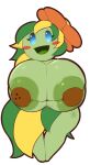  anthro areola bellossom big_areola big_breasts big_butt blue_eyes breasts butt dibujosv12 female generation_2_pokemon green_body green_skin happy hi_res leaf_skirt nintendo open_mouth petals pokemon pokemon_(species) short_stack solo visible_areola wide_hips 