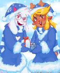  absurd_res anthro bovid caprine christmas deer deltarune duo eyewear freckles glasses goat hi_res holidays horn hybrid mammal noelle_holiday pink_horn ralsei thewitchofa undertale_(series) 