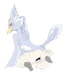  anthro avian blue_body blue_feathers blush bodily_fluids breath_of_the_wild censored cloacal cloacal_penetration cum cum_in_cloaca cum_inside duo erection feathers genital_fluids genitals hi_res human kusachi male male/male mammal nintendo on_bottom on_top penetration penis revali reverse_cowgirl_position rito sex the_legend_of_zelda 