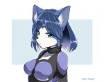  2023 anthro artist_name big_breasts black_nose blue_body blue_eyes blue_fur blue_hair bodysuit breasts bust_portrait canid canine clothed clothing digital_media_(artwork) ear_piercing ear_ring eyebrow_through_hair eyebrows eyelashes eyelashes_through_hair female fox fully_clothed fur glistening glistening_hair hair hi_res krystal looking_at_viewer mammal multicolored_body multicolored_fur namagakiokami nintendo open_mouth piercing portrait ring_piercing simple_background skinsuit solo star_fox tight_clothing translucent translucent_hair two_tone_body two_tone_fur white_body white_fur 