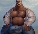  anthro bear ben_(zenless_zone_zero) bulge fleshformomo fur hi_res male mammal mihoyo muscular muscular_anthro muscular_male nipples pecs solo zenless_zone_zero 