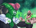  abs alien armor axe beard bulge duo facial_hair god_of_war green_lantern_(series) hi_res human humann humanoid kilowog kratos male male/male mammal muscular muscular_humanoid muscular_male nipples pecs robertsilva sony_corporation sony_interactive_entertainment 