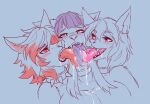  ahegao anthro big_breasts blush bodily_fluids breasts canid cerberus cleavage clothed clothing collar drooling european_mythology eye_roll female french_kissing greek_mythology hi_res kissing licking long_tongue looking_pleasured mammal multi_head mythology saliva selfcest solo spiked_collar spikes square_crossover thick_tongue tongue tongue_out ungulatr 