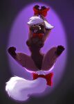  anthro brown_body brown_fur canid canine canis christmas christmas_clothing clothing el-gallo female fur hi_res holidays kelpy_(smar7) mammal presenting solo white_body white_fur wolf 