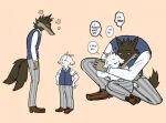  anthro beastars bovid canid canine canis caprine duo english_text gabu goat hag male male/male mammal mei_(one_stormy_night) okadu one_stormy_night simple_background size_difference speech_bubble tail tail_motion tailwag text wolf 
