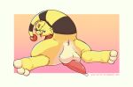  alleros_(howlingampharos) ampharos anus balls butt cranberryfiend erection feral fur generation_2_pokemon genitals hi_res looking_at_viewer looking_back male nintendo nude open_mouth penis pokemon pokemon_(species) presenting presenting_hindquarters simple_background smile solo tail yellow_body 