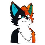  anthro barefoot black_body black_fur blue_eyes brown_body brown_fur canid canine domestic_cat ears_up feet felid feline felis fnonymous fox fox_tail fur hybrid jose male mammal orange_body simple_background solo stripes white_background 