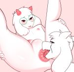  anal anthro anus asriel_dreemurr asriel_dreemurr_(god_form) balls black_sclera blush blush_lines bodily_fluids bovid butt caprine colored_nails deltarune duo eyewear eyewear_only fiamourr fur genitals glasses glasses_only goat hi_res horn humanoid_genitalia humanoid_penis legs_up looking_at_another looking_pleasured lying male male/male mammal markings nails nipples nude on_back open_mouth oral penis ralsei rimming saliva saliva_on_anus saliva_on_tongue sex simple_background spread_legs spreading tongue tongue_out undertale undertale_(series) white_body white_fur 