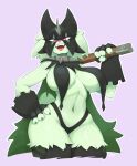  anthro big_breasts breasts clothing female fur generation_9_pokemon green_body green_fur hi_res holding_object meowscarada nintendo panties pokemon pokemon_(species) solo ttothep_arts underwear wide_hips 