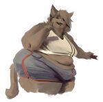  anna_mercury anthro belly belly_overhang big_belly big_breasts bottomwear bra breasts clothed clothing deep_navel eyes_closed female fur grey_body grey_fur grey_hair hair hair_over_eye hi_res looking_at_viewer navel obese obese_anthro obese_female one_eye_obstructed overweight overweight_anthro overweight_female raised_finger shorts silverfang725 simple_background solo tail underwear white_background white_bra white_clothing white_underwear 