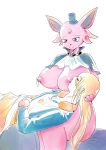  alternate_breast_size alternate_costume anthro bedding blanket bodily_fluids breast_milking breastfeeding breasts clothing duo eeveelution espeon exposed_breasts female female_anthro generation_2_pokemon hat headgear headwear hi_res holding_head holowear_(pokemon) human infantilism interspecies lactating male male/female mammal milk nintendo nipples pokemon pokemon_(species) pokemon_unite pokephilia romantic romantic_ambiance tapirclip top_hat volo_(pokemon) 