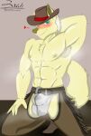  &lt;3 2023 abs absurd_res anthro armpit_fetish armpit_hair belt bird_dog blonde_hair blush bodily_fluids body_hair briefs bulge canid canine canis chaps chaps_only clothed clothing cowboy cowboy_hat discord_(app) domestic_dog fur golden_retriever great_dane green_eyes hair hat headgear headwear hi_res hunting_dog kneeling male mammal mastiff mature_male mixed_breed molosser muscular musk musk_clouds navel nipples one_eye_closed patreon raised_arm raised_tail retriever shirtless solo stanley_(zer0rebel4) sweat sweat_stain tail text underwear url wink yellow_body yellow_fur zer0rebel4 