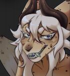  ambiguous_gender anthro bared_teeth dragon eyelashes facial_markings facial_piercing facial_scar fangs head_markings hi_res horn icon kyjaanka markings mouth_shot open_mouth piercing scar solo teeth teeth_showing wings 