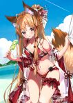  07touka25 animal_ears fox_ears fox_girl highres japanese_clothes ocean original 