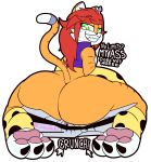  anthro ariel_(disambiguation) ariel_the_tiger big_butt butt butt_crush butt_crushing cabezilla crunch crush felid female furry hi_res mammal pantherine playstation playstation_5 ps ps5 sony_corporation sony_interactive_entertainment tiger 