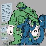  balls biceps big_penis boxing cage clawtail clothing collar darck darckarts darckhumor dominant dumb flexing genitals gloves growth handwear hi_res himbo invalid_tag knockoutlizard leash lizard muscular nsfw pecs penis reptile scalie size_difference small_on_top sport thick 