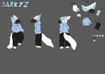  anthro clothed clothing darkyz darkyz:darkyzowo darkyz_(darkyzowo) digital_drawing_(artwork) digital_media_(artwork) ears_up fur hair happy machine male model_sheet paws protogen protogen_visor simple_background tail 