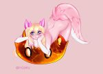  absurd_res anthro aroused blue_eyes digital_media_(artwork) dragon dungeons_and_dragons female fire_slime fluffy fluffy_tail hair hasbro hi_res kobold kobold_adventure kobold_princess lava nisaku pink_body pink_hair slime slimefur tail wizards_of_the_coast 